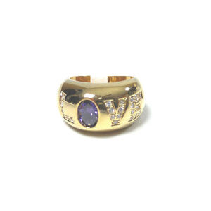 5/25 Gold Love Ring Purple CZ 50MILS Gold